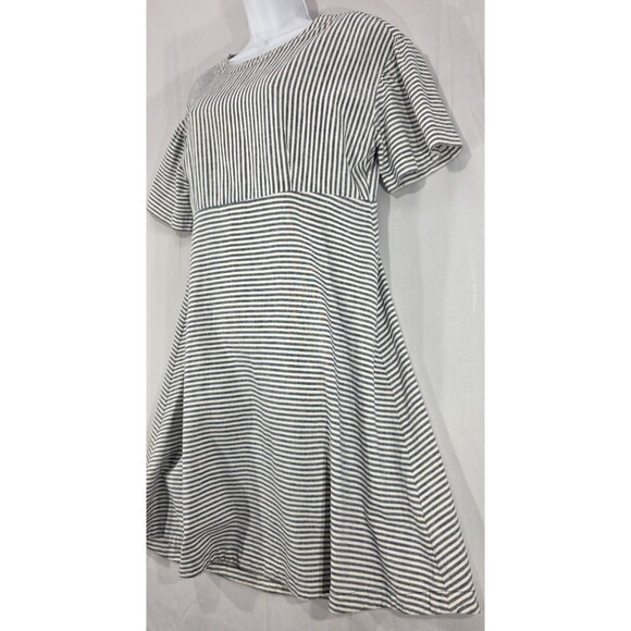 Lands End Womens Dress Linen Blend Natural Striped Navy Nautical Coastal Size 10 - Picture 7 of 16